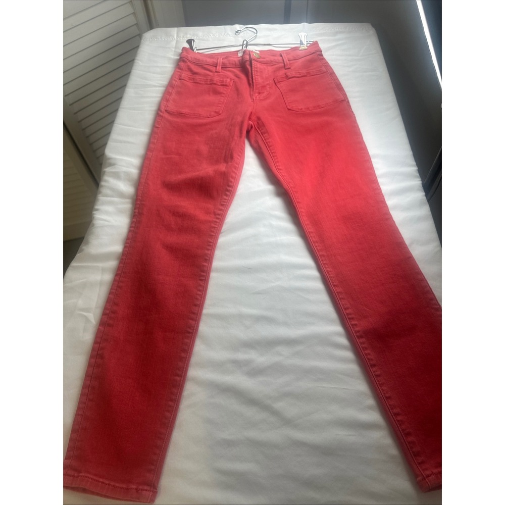 FRAME Le‎ High Skinny Cargo Jeans Red Cherry High Rise Patch Pocket Size 26
